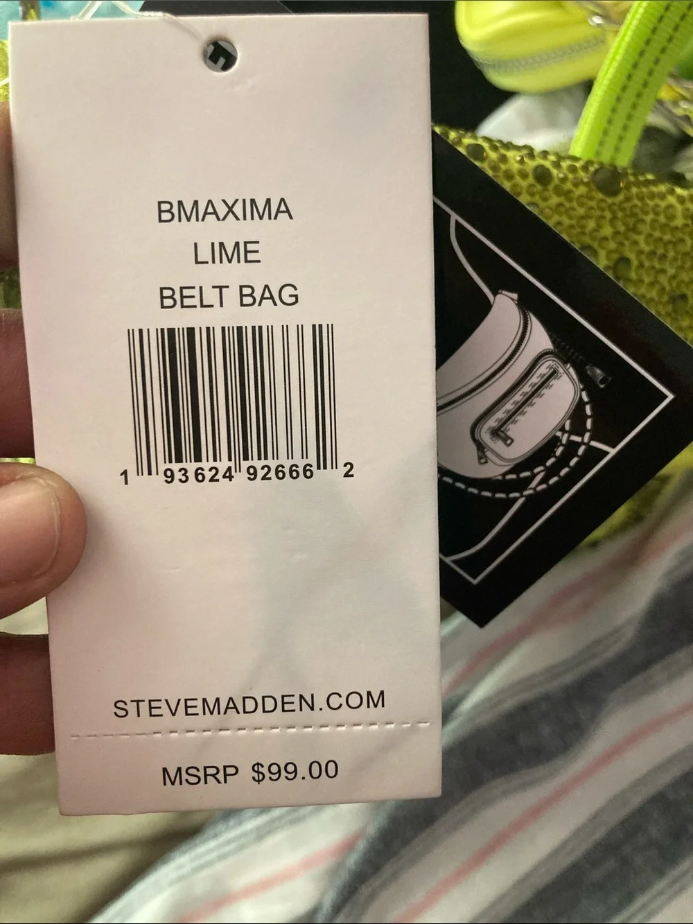 Steve Madden Neon Yellow Crossbody Belt Bag with Detachable Pouch